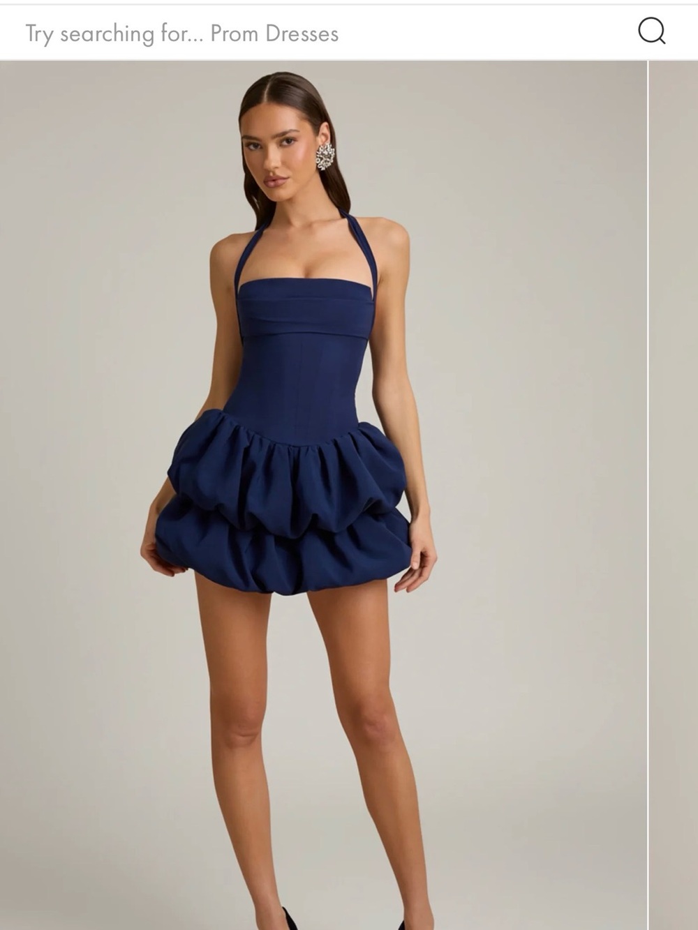 Oh Polly Navy Halter Bubble Mini Dress